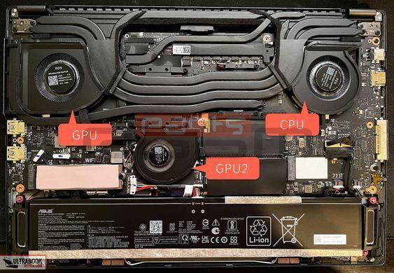 Вентилятор кулер 12V! для моделей ноутбука Asus ROG Flow X16 GV601RM, GV601RW, GV601VV (CPU Fan) 13NR0AP0T02011 Original