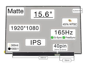 Матрица B156HAN15.2 (экран) для ноутбука 15.6" (IPS / 165Hz G-Sync+FreeSync / 1920&times;1080 / матовая / 40pin (0.5mm) / Slim 3.2мм / 300nit / 1000:1 / 45% NTSC / 85&deg;.85&deg;.85&deg;.85&deg;) Оригинал