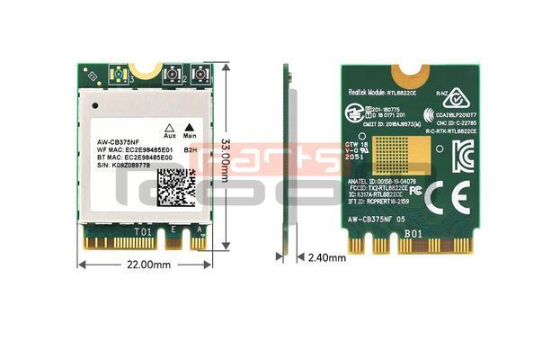 Wi-Fi модуль/ Wi-Fi 5 AC +BT5.0 M.2 2230 адаптер AW-CB375NF Realtek RTL8822CE 2.4G/5G для ноутбуков Asus TUF Gaming FA506, FA706, FX505, FX705 (0C011-00211000)