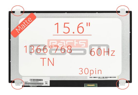 Матриця NT156WHM-N42 (екран) для ноутбука 15.6" TN 60Hz (1366×768, матова, 30pin, Slim, кріплення зверху/знизу) 220 cd/m2, 45/45/20/40, 400:1, Slim, 15.6", 1366x768, 30pin, Матова, 60Hz