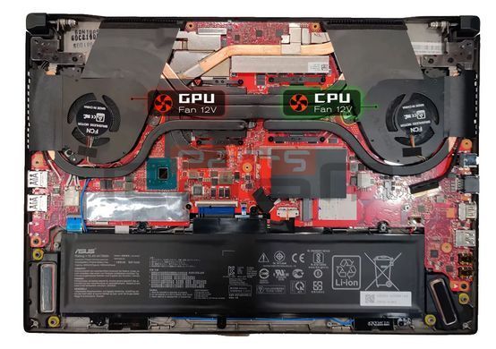 Вентилятор Asus кулер [GPU Fan] для моделей ноутбука ROG Zephyrus GX502, GU502, GX532, GU532 13NR02X0T01011, 13NR0240T02211