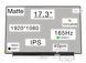 Матрица B173HAN05.5 (экран) для ноутбука 17.3" (IPS / 165Hz FreeSync / 1920&times;1080 FHD / матовая / 40pin (0.4mm) / Slim 3мм / 300nit / 1000:1 / 100% sRGB / 85&deg;.85&deg;.85&deg;.85&deg;) Оригинал