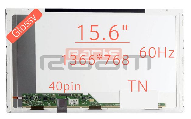 Матрица LTN156AT02 (экран) для ноутбука 15.6" HD 60Hz (1366×768, глянцевая, 40pin, разъем слева) Оригинал