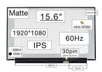 Матрица KD156N29-30NI (экран) для ноутбука 15.6" (IPS / 60Hz / 1920&times;1080 / матовая / 30pin (20mm) / Slim 3.2мм / дешифратор 28см / 300nit / 1200:1 / 45% NTSC / 89&deg;.89&deg;.89&deg;.89&deg;) [KL1560I010] Оригинал