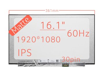 Матрица N161HCA-EA3 (экран) для ноутбука 16.1" IPS 60Hz (1920×1080, матовая, 30pin, Slim, narrow border 361mm) 300 cd/m2, 89/89/89/89, 1000:1