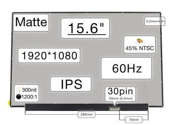 Матрица MNF601BS1-1 (экран) для ноутбука 15.6" (IPS / 60Hz / 1920&times;1080 / матовая / 30pin (20mm) / Slim 3.2мм / дешифратор 28см / 300nit / 1200:1 / 45% NTSC / 89&deg;.89&deg;.89&deg;.89&deg;) Оригинал